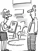 Drawing: a woman holding a book, a man standing beside her