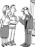 Drawing: a man and a woman at the doctor's