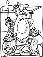 Drawing: a trucker behind the wheel