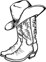 Drawing: a cowboy hat and cowboy boots