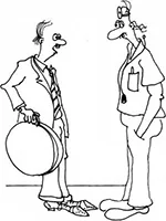 Drawing: a man talking to a doctor