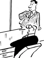 Drawing: a man sitting in the manager's office