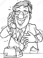 Drawing: a smiling man talking on the phone